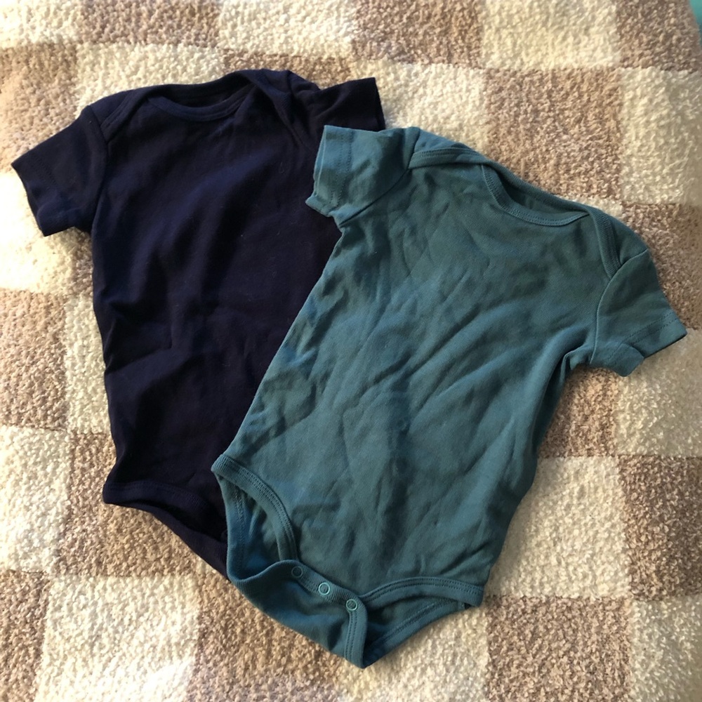 Primary Baby Bodysuit Set - Navy and Teal
